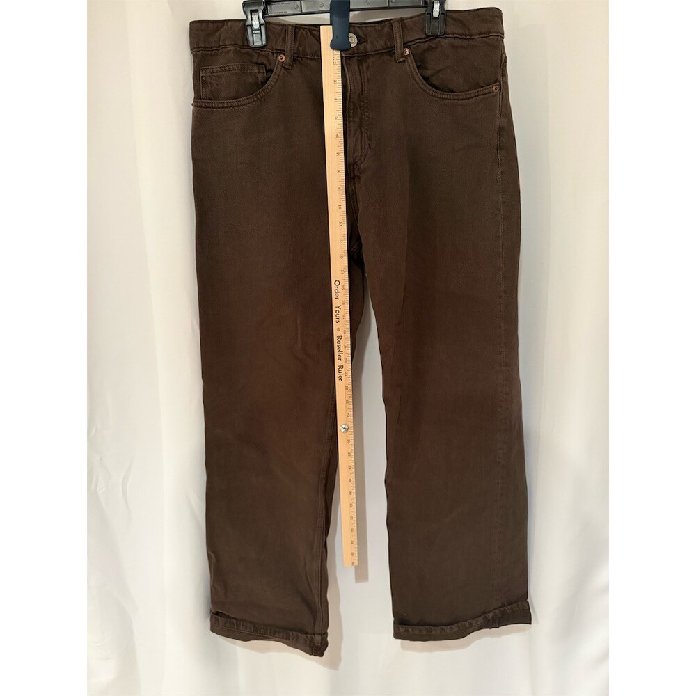 ZARA Jeans Womens Size 12 Brown Dark Wash Straight Leg Mid Rise 5-Pocket - Picture 3 of 8